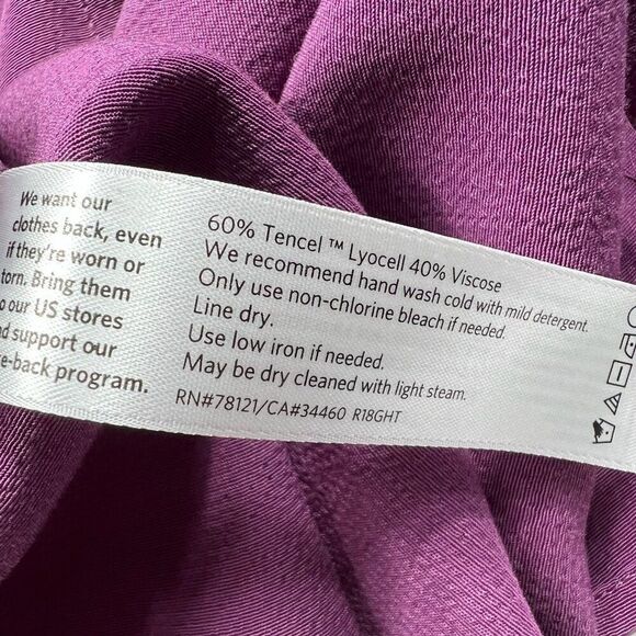 Eileen Fisher Tie Waist Button-Down Dress in Currant Purple Size Medium - Picture 6 of 7